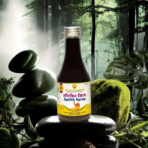 "Shahsvi Aptifit Syrup - A herbal solution for acidity, indigestion, and appetite loss. Made with Chitrakamool, Vaividang, Pudina, and more for better gut health."