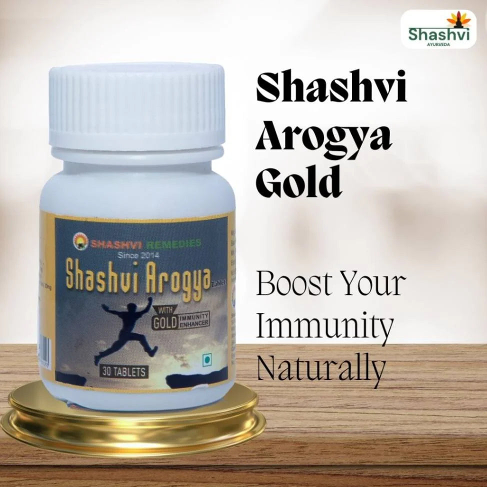 "Shashvi Arogya Gold – Ayurvedic immunity booster for strong health and disease resistance."