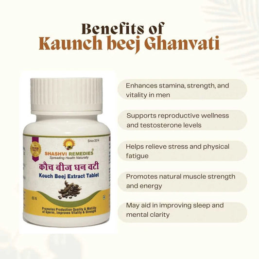 Shashvi Kaunch Beej Extract Tablets – Ayurvedic Vitality, Stamina & Wellness Booster for Men - Shashvi Ayurveda