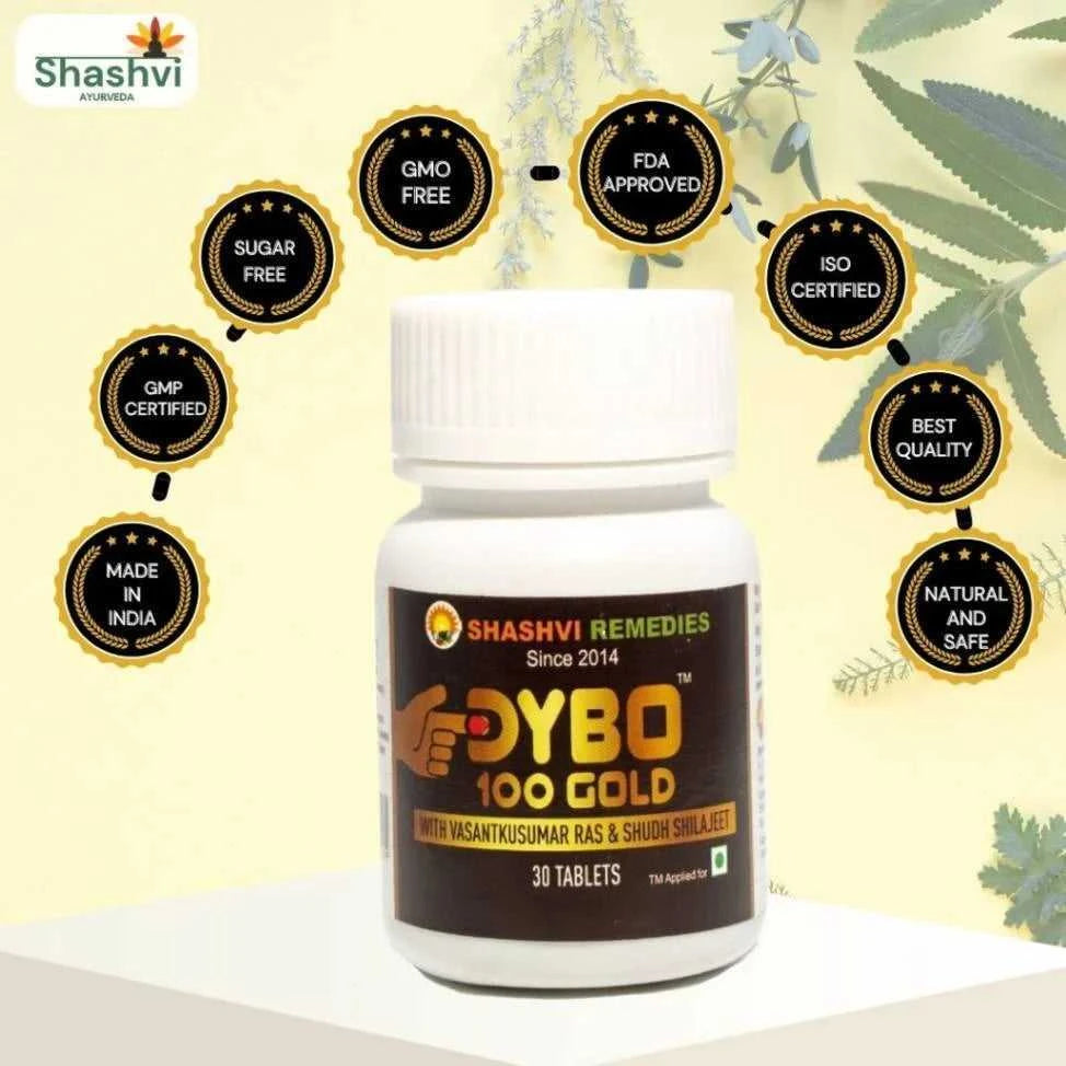Shashvi Dybo 100 Gold – Natural Ayurvedic Diabetes Control Tablets - Shashvi Ayurveda