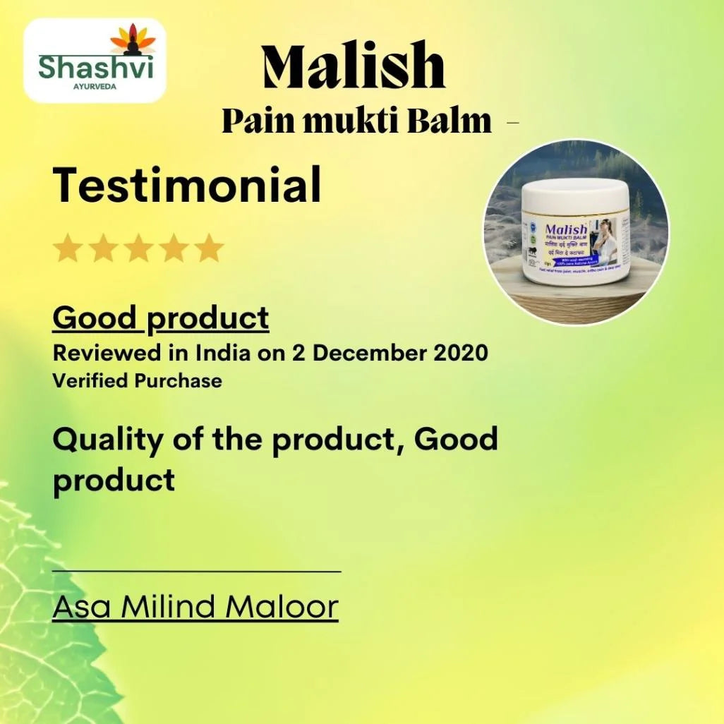 Fast pain relief balm – Shashvi Malish Pain Mukti Balm made with Ayurvedic herbs to provide deep relief for joint, muscle, and back pain.