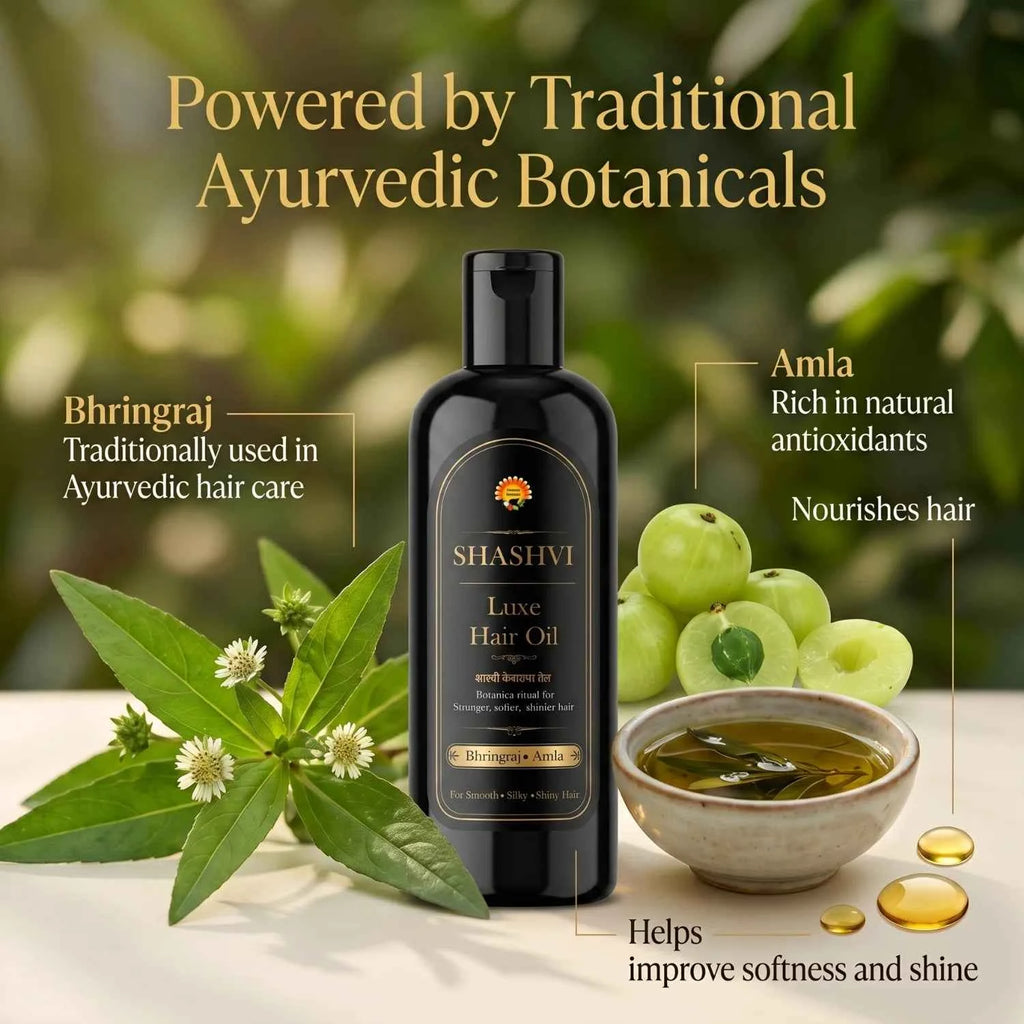 Shashvi Luxe Hair Oil with Bhringraj & Amla | Ayurvedic Hair & Scalp Nourishing Oil