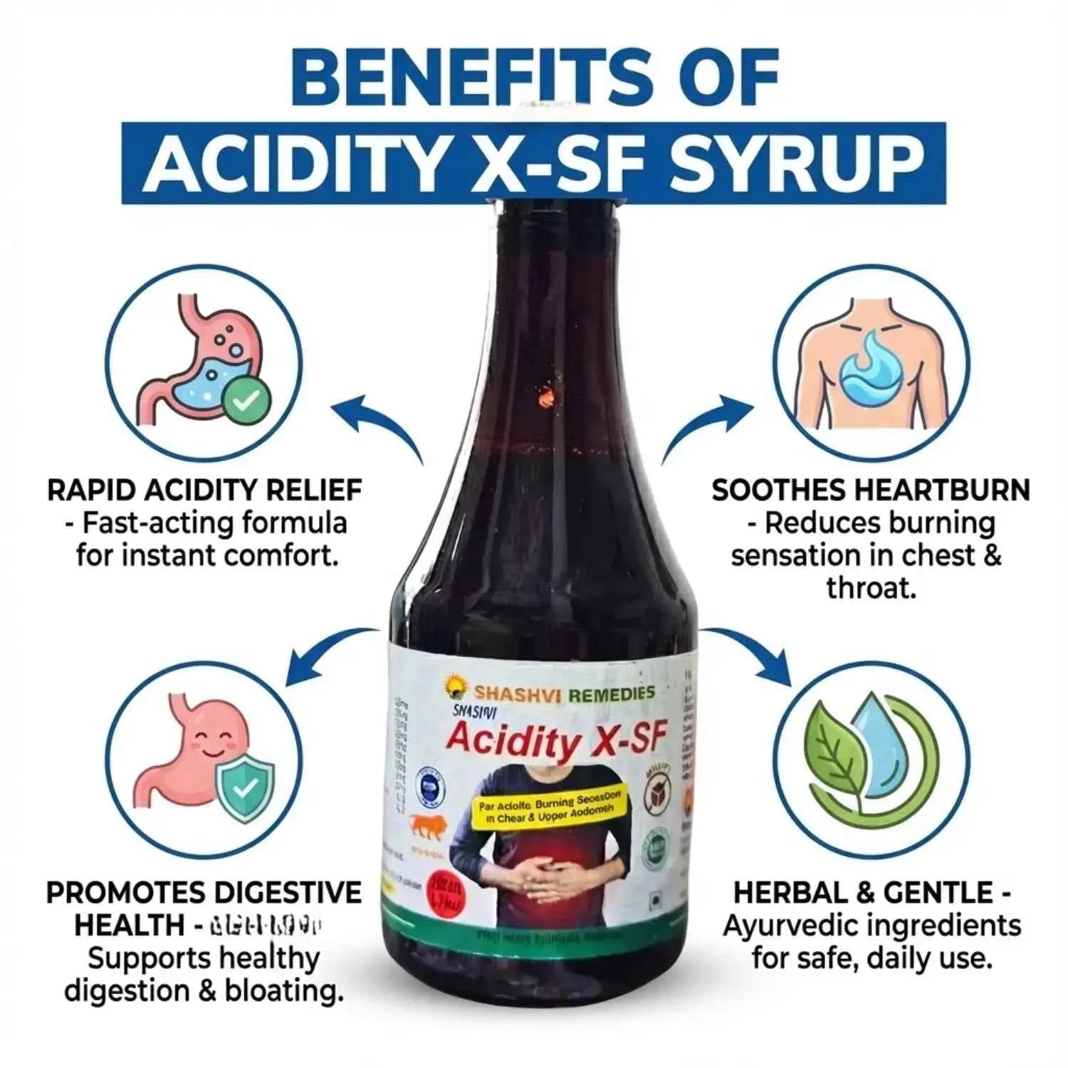 Shashvi Acidity X Syrup 200ml - Ayurvedic Acidity Relief (Sugar Free)