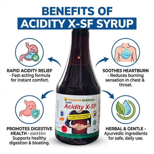 Shashvi Acidity X Syrup (Sugar-Free) – Natural Relief for Acidity & Indigestion benefits - Shashvi Ayurveda