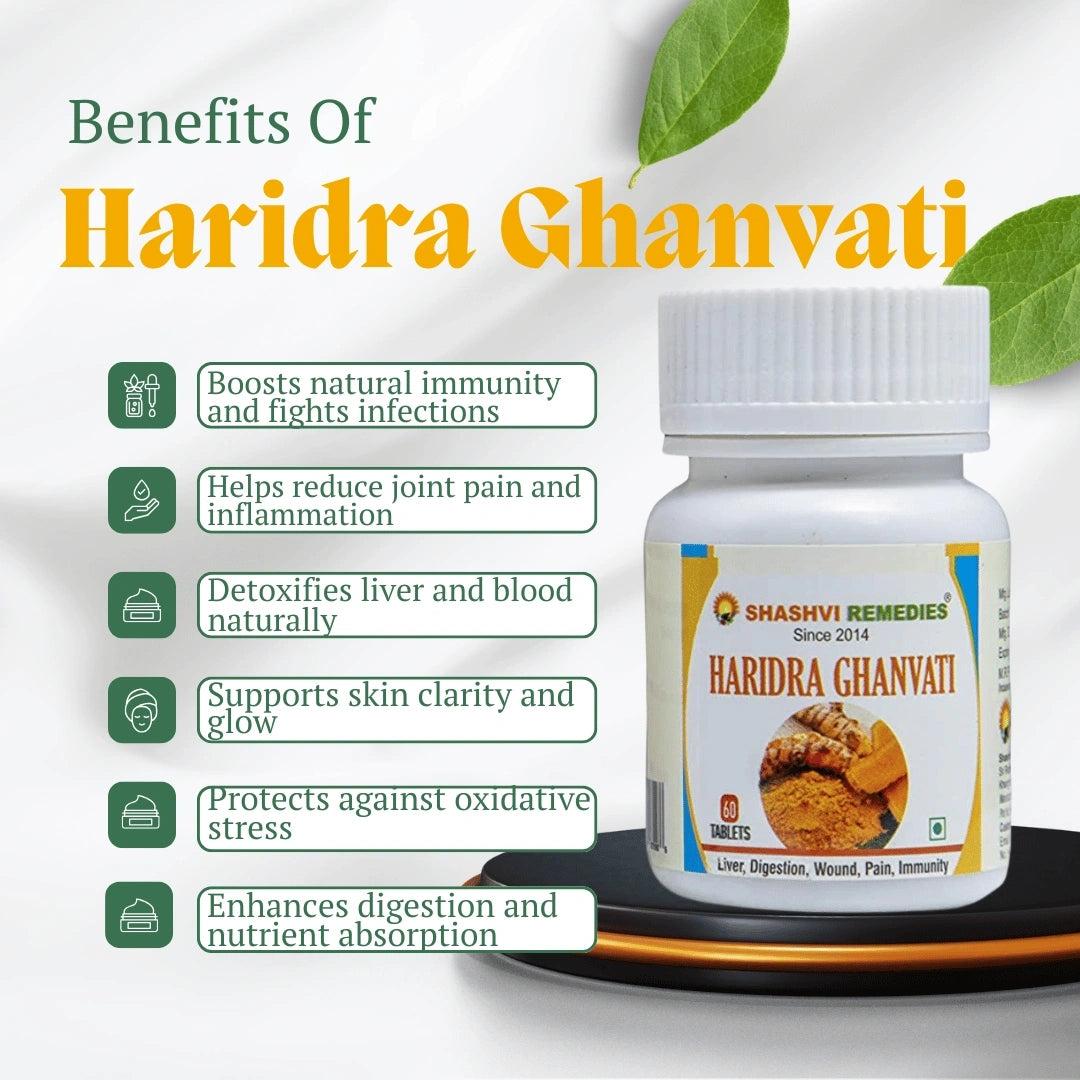 Shashvi Haridra Extract Tablets | 60 Veg Tabs | Turmeric for Immunity, Joint Pain & Detox Support