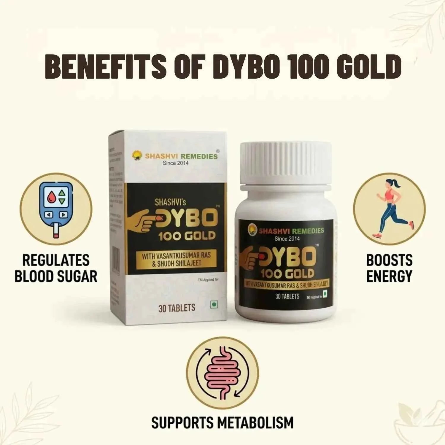 Shashvi DYBO 100 Gold Tablets | Ayurvedic Herbal Wellness Supplement