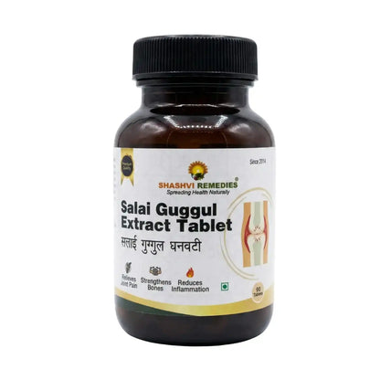 Bottle of Shashvi Remedies Salai Guggul Extract Tablet on a white background
