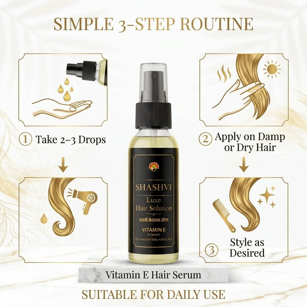 Shashvi Luxe Vitamin E Hair Serum | Hair Serum for Smooth, Silky & Shiny Hair