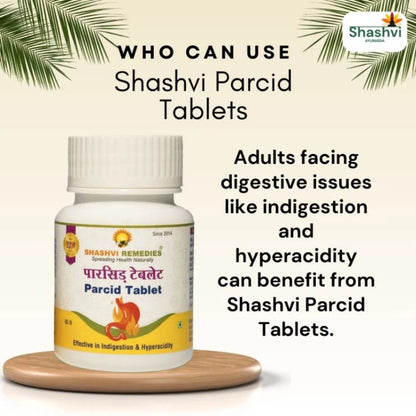 "Shashvi Parcid Tablets – Natural Digestive Support Formula for Acidity, Gastric Issues, and Stomach Wellness."