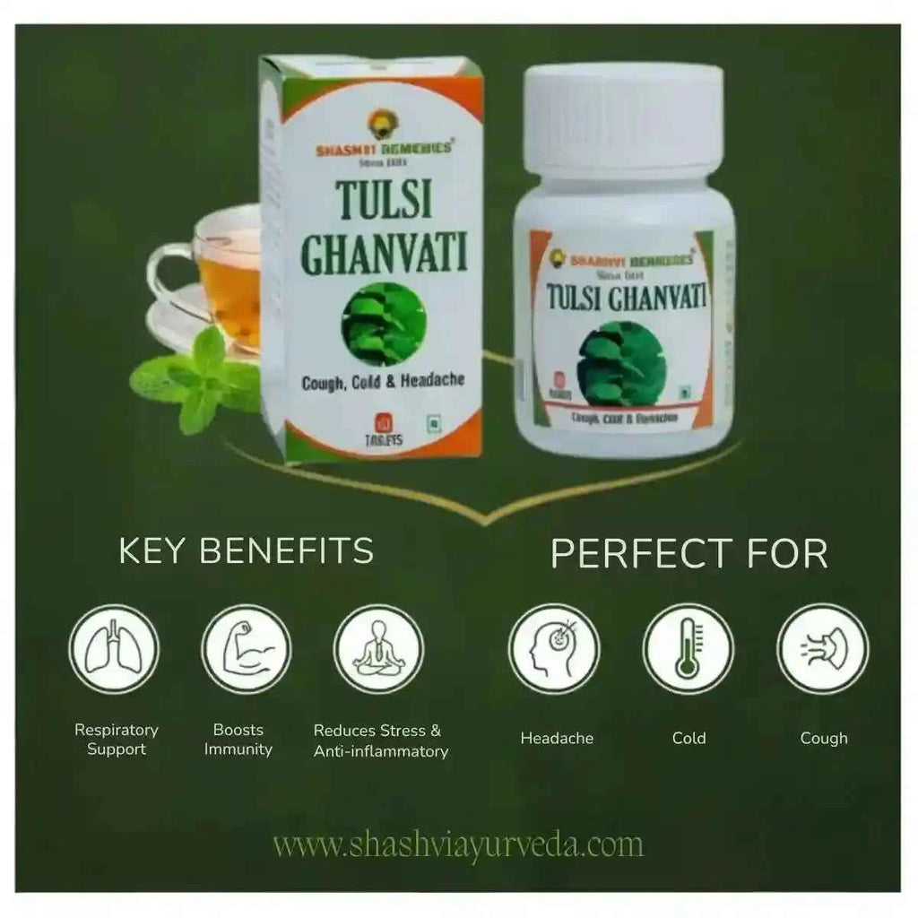 Tulsi Ghanvati 250mg | Immunity Booster | 60 Vegan Tablets