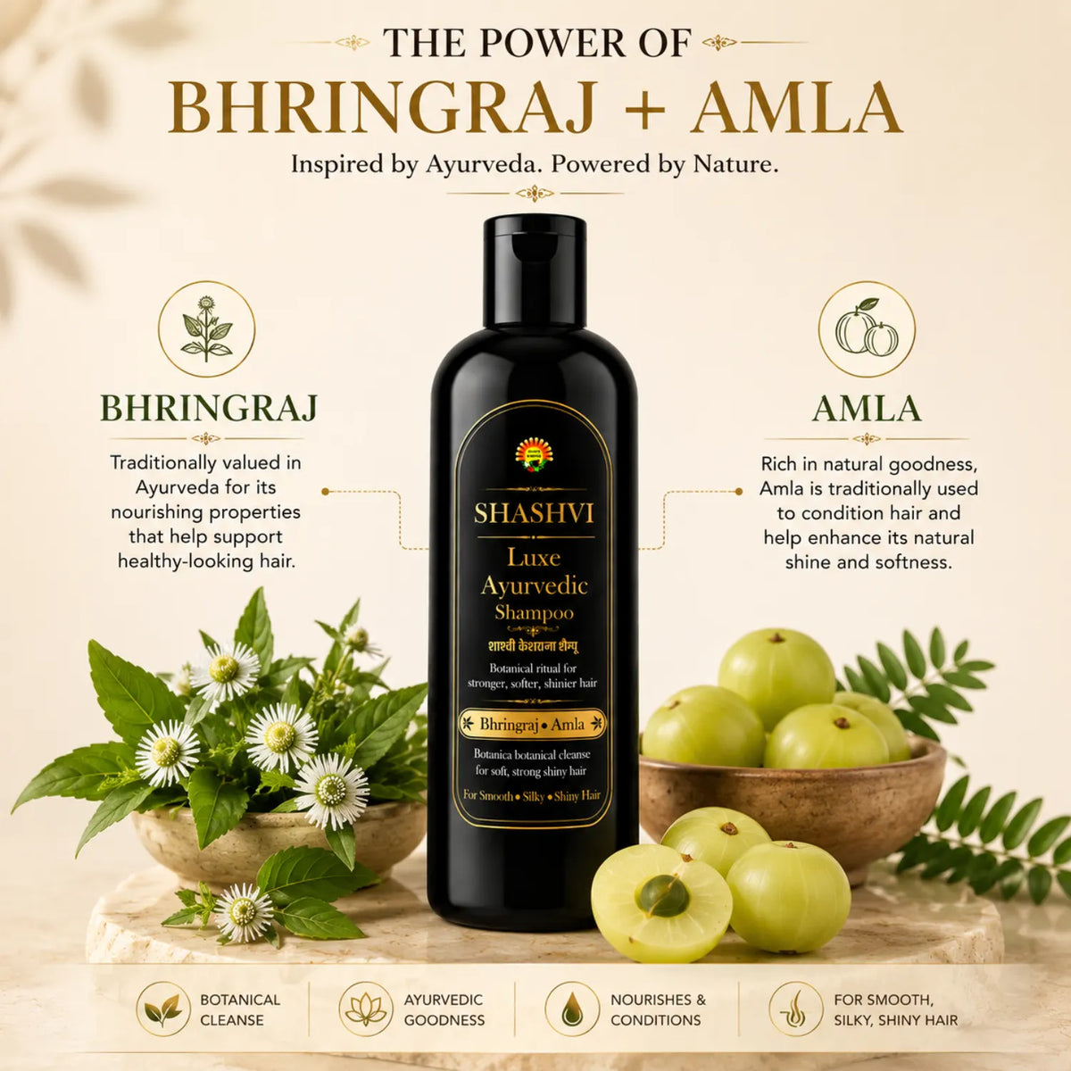 Shashvi Luxe Ayurvedic Hair Shampoo | Gentle Cleansing Shampoo for Soft, Smooth & Shiny Hair