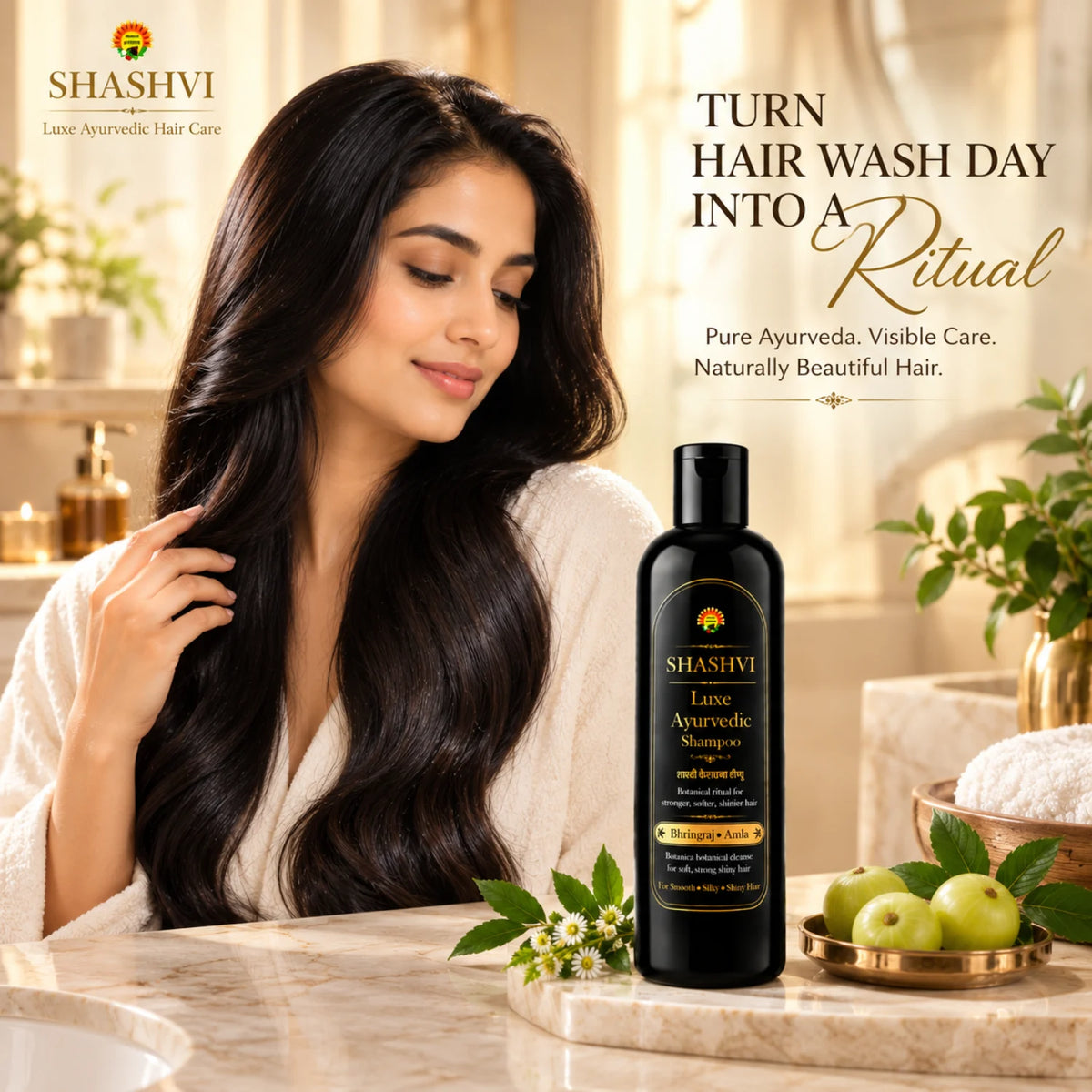Shashvi Luxe Ayurvedic Hair Shampoo | Gentle Cleansing Shampoo for Soft, Smooth & Shiny Hair